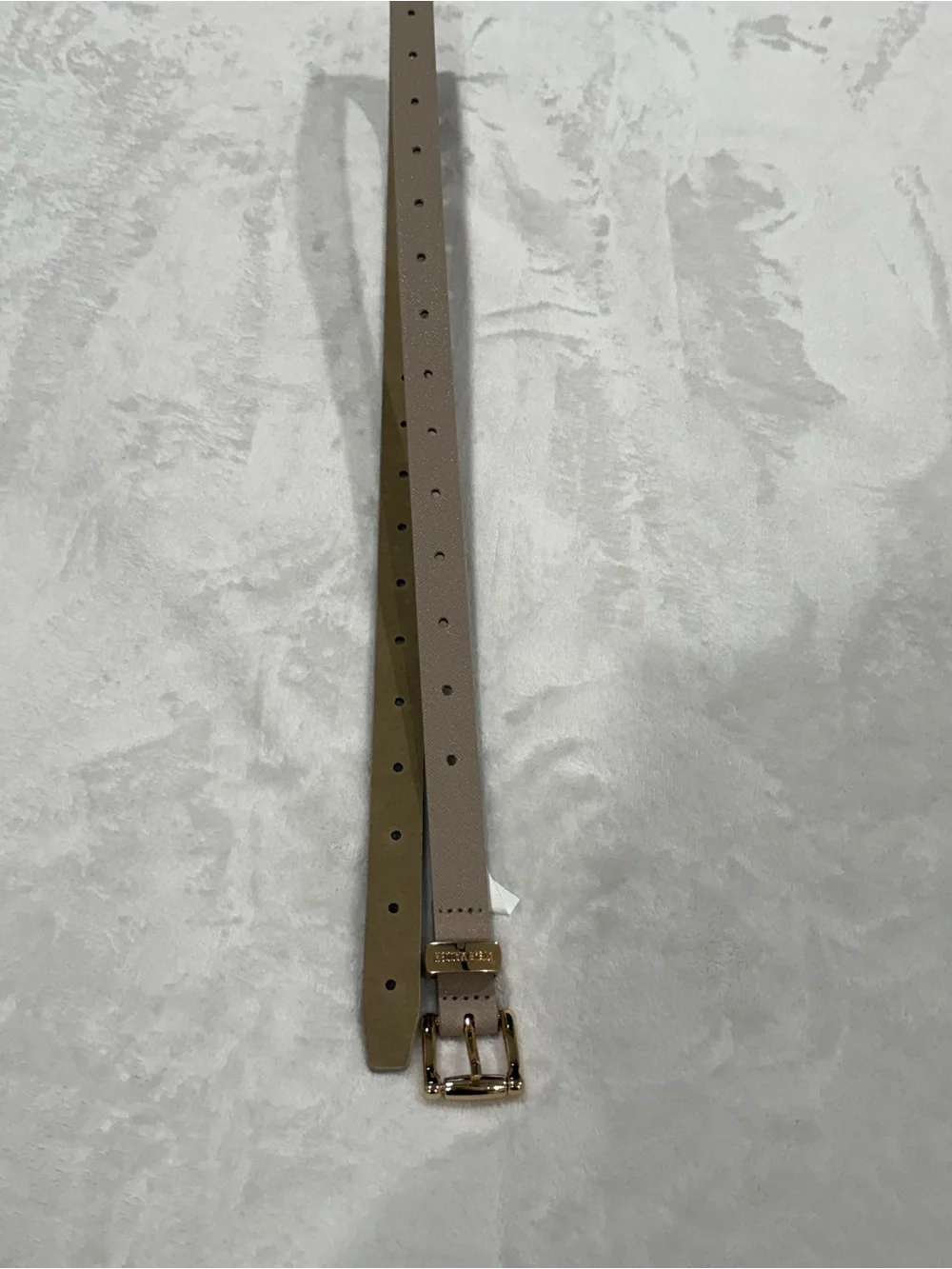 Steve Madden Taupe Leather Belt with Gold Buckle